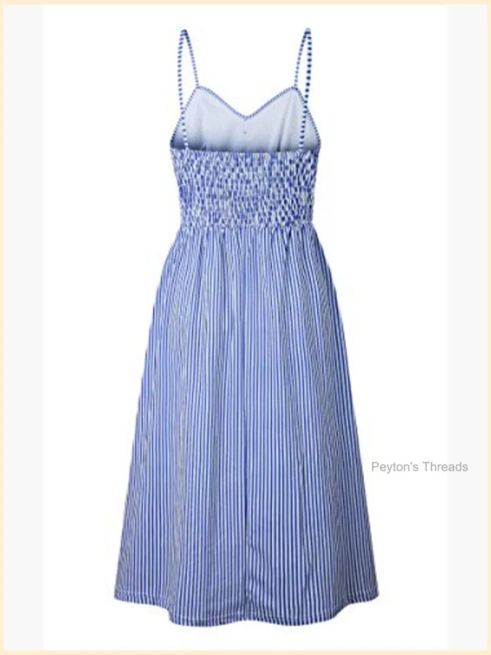 Bohemian Spaghetti Strap Button Down Swing Midi Dress - Picture 4 of 6